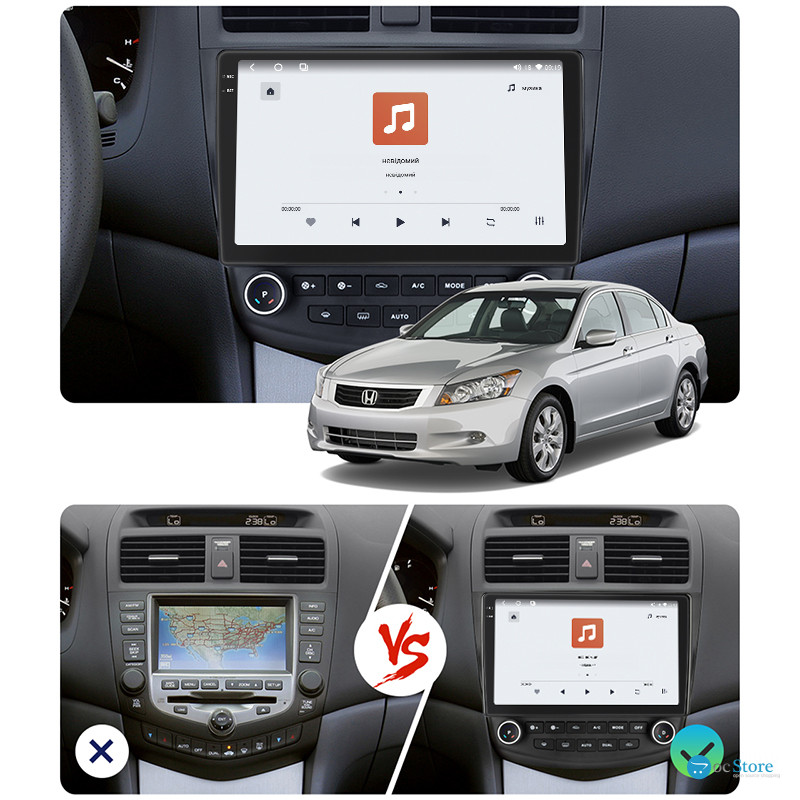 Штатная магнитола Lesko для Honda Accord VII 2002-2006 экран 10" 4/64 QLED CarPlay 4G Wi-Fi GPS 360 Prime