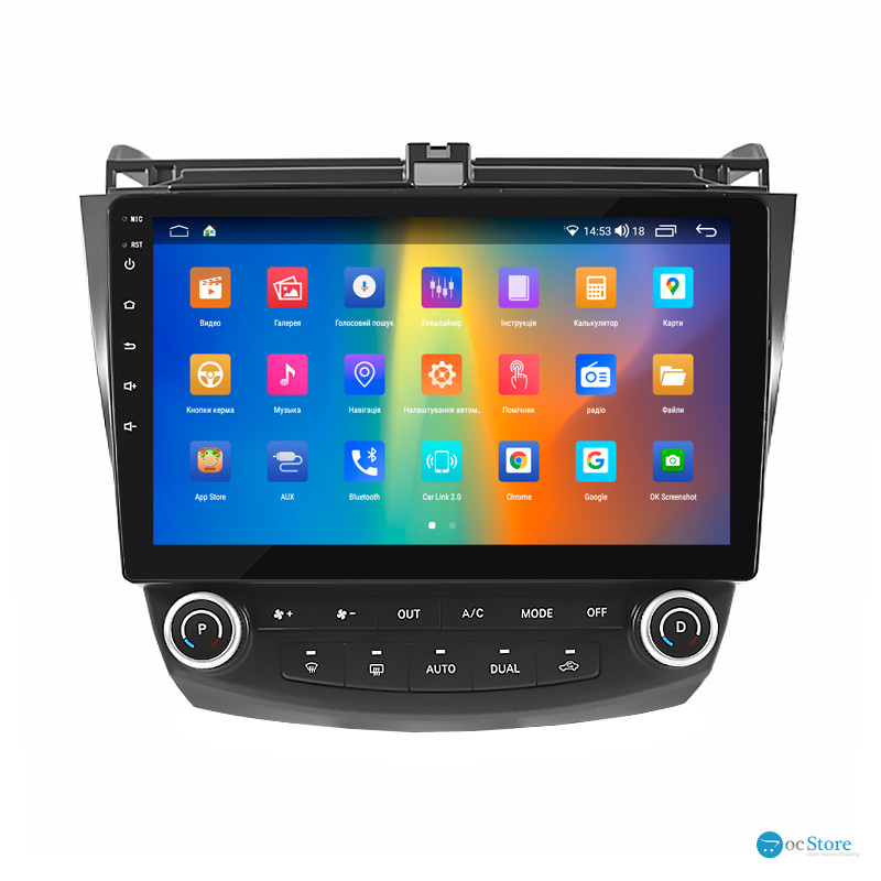 Штатная магнитола Lesko для Honda Accord VII Рестайлинг 2005-2008 экран 10" 4/64Gb CarPlay 4G Wi-Fi GPS Prime