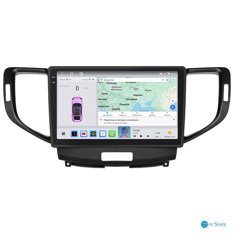 Штатная магнитола Lesko для Honda Accord VIII 2007-2011 экран 9" 4/64 QLED CarPlay 4G Wi-Fi GPS 360 Prime