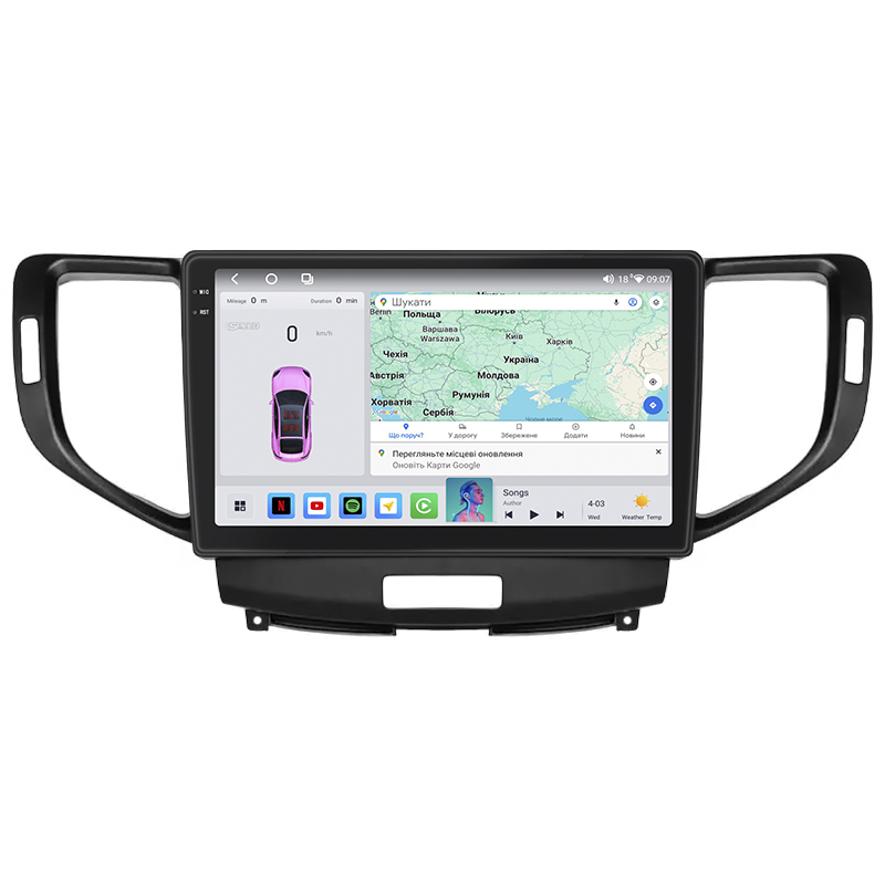 Штатная магнитола Lesko для Honda Accord VIII 2007-2011 экран 9" 4/64 QLED CarPlay 4G Wi-Fi GPS 360 Prime