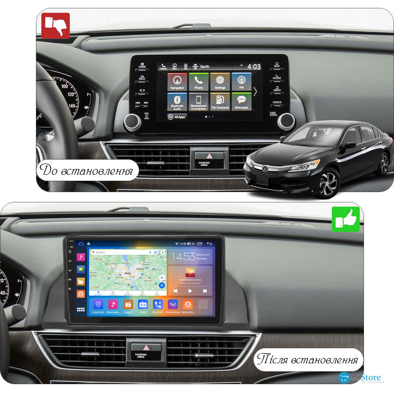 Штатная магнитола Lesko для Honda Accord X 2017-2020 экран 9" 2/32Gb CarPlay 4G Wi-Fi GPS Prime