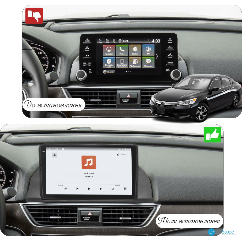 Штатная магнитола Lesko для Honda Accord X 2017-2020 экран 9" 4/64 QLED CarPlay 4G Wi-Fi GPS 360 Prime