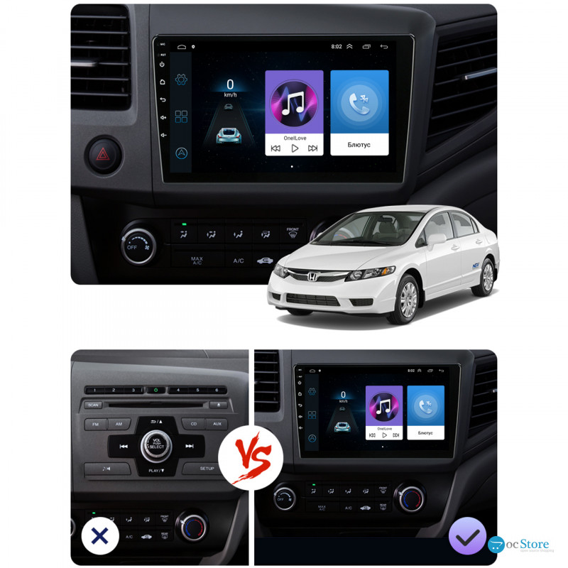 Штатная магнитола Lesko для Honda Civic IX 2011-2015 экран 9" 1/16Gb Wi-Fi GPS Base