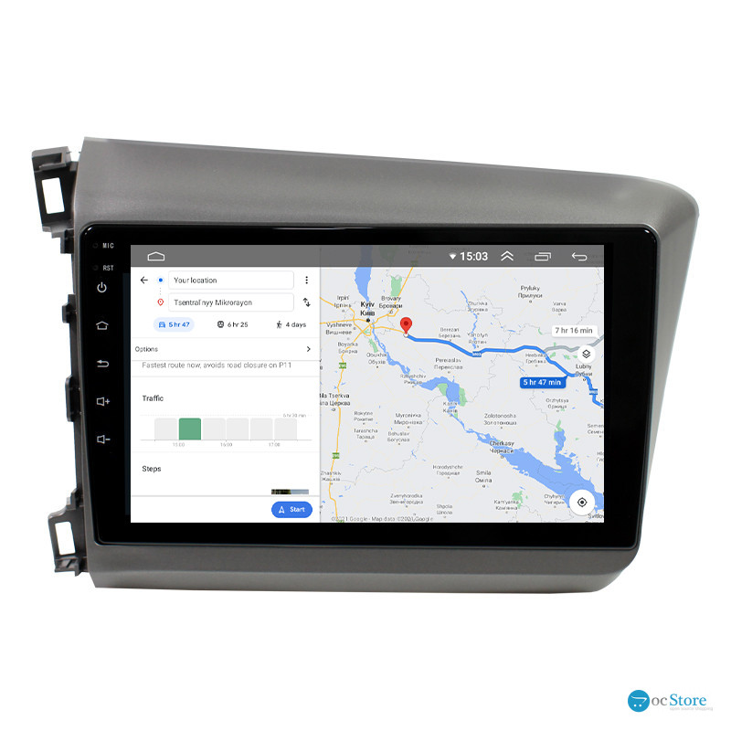 Штатная магнитола Lesko для Honda Civic IX 2011-2015 экран 9" 2/32Gb Wi-Fi GPS Base