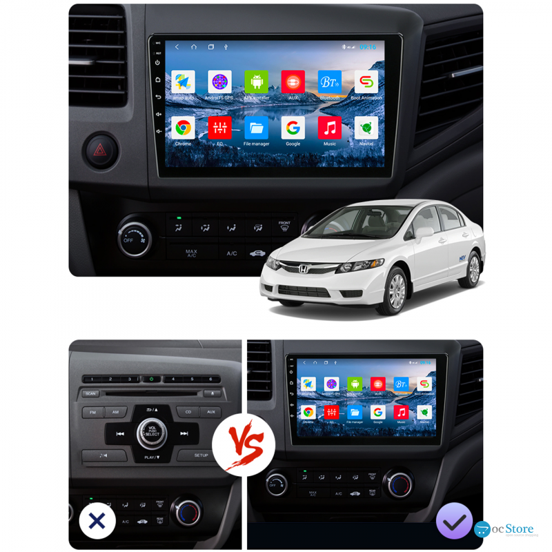 Штатная магнитола Lesko для Honda Civic IX 2011-2015 экран 9" 2/32Gb Wi-Fi GPS Base