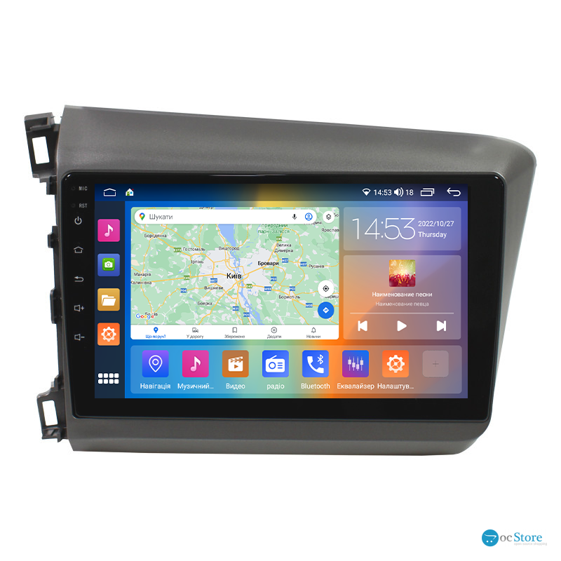 Штатная магнитола Lesko для Honda Civic IX 2011-2015 экран 9" 2/32Gb CarPlay 4G Wi-Fi GPS Prime