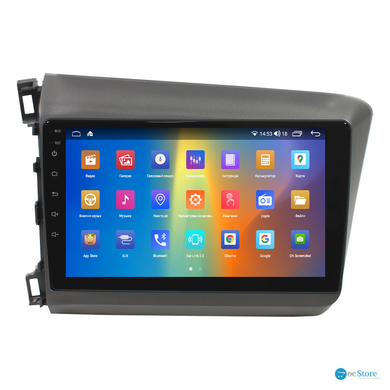 Штатная магнитола Lesko для Honda Civic IX 2011-2015 экран 9" 2/32Gb CarPlay 4G Wi-Fi GPS Prime