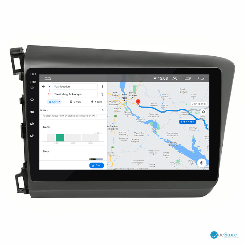 Штатная магнитола Lesko для Honda Civic IX 2011-2015 экран 9" 2/32Gb 4G Wi-Fi GPS Top