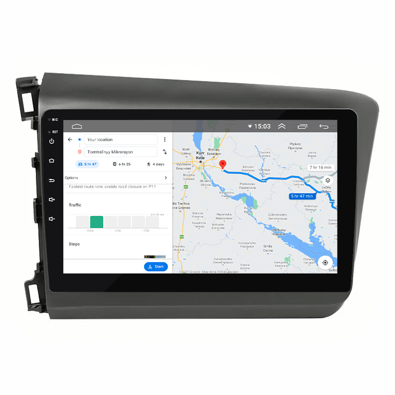 Штатная магнитола Lesko для Honda Civic IX 2011-2015 экран 9" 2/32Gb 4G Wi-Fi GPS Top