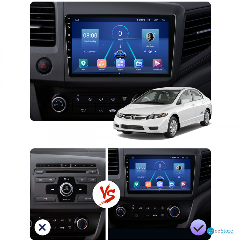 Штатная магнитола Lesko для Honda Civic IX 2011-2015 экран 9" 6/128Gb 4G Wi-Fi GPS Top