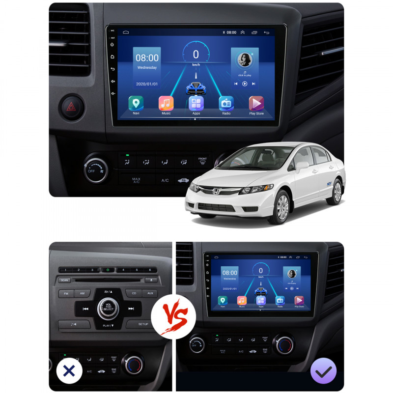 Штатная магнитола Lesko для Honda Civic IX 2011-2015 экран 9" 6/128Gb 4G Wi-Fi GPS Top