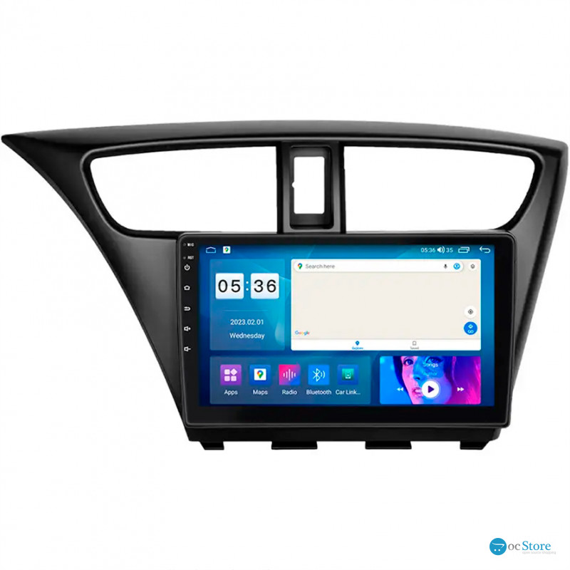 Штатная магнитола Lesko для Honda Civic IX Рестайлинг 2013-2017 экран 9" 4/64Gb CarPlay 4G Wi-Fi GPS Prime