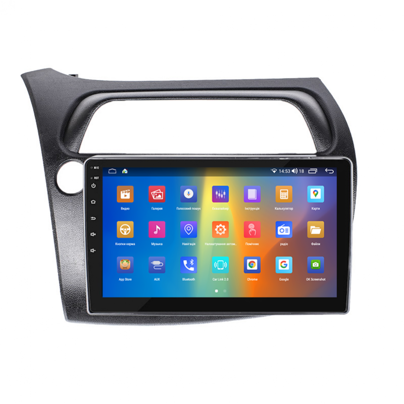 Штатная магнитола Lesko для Honda Civic Type R VIII Рестайлинг 2008-2011 экран 9" 2/32Gb CarPlay 4G Wi-Fi GPS Prime