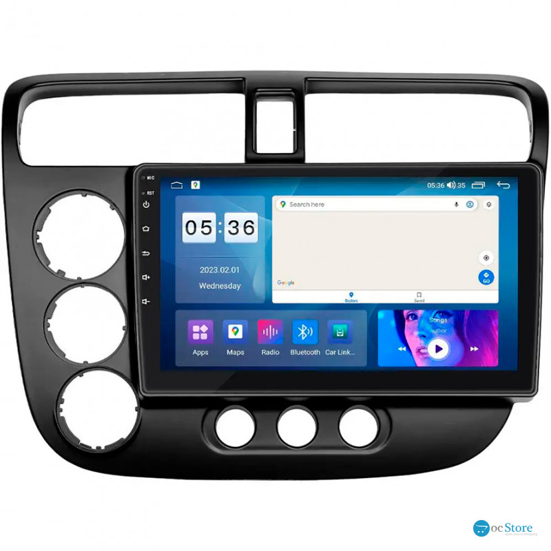 Штатная магнитола Lesko для Honda Civic VII 2000-2003 экран 9" 4/64Gb CarPlay 4G Wi-Fi GPS Prime