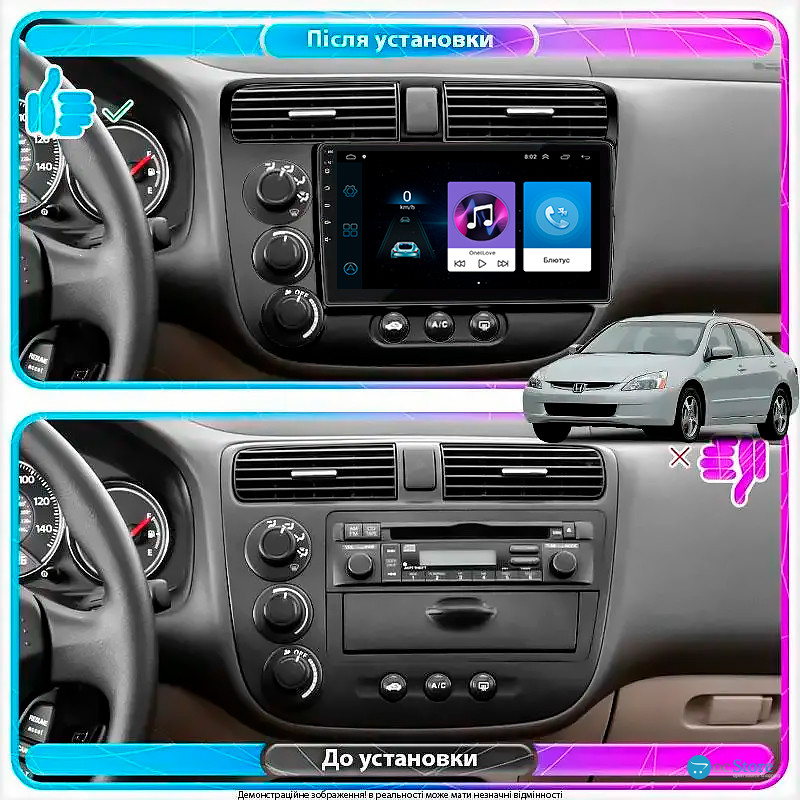 Штатная магнитола Lesko для Honda Civic VII Рестайлинг 2003-2006 экран 9" 1/16Gb Wi-Fi GPS Base