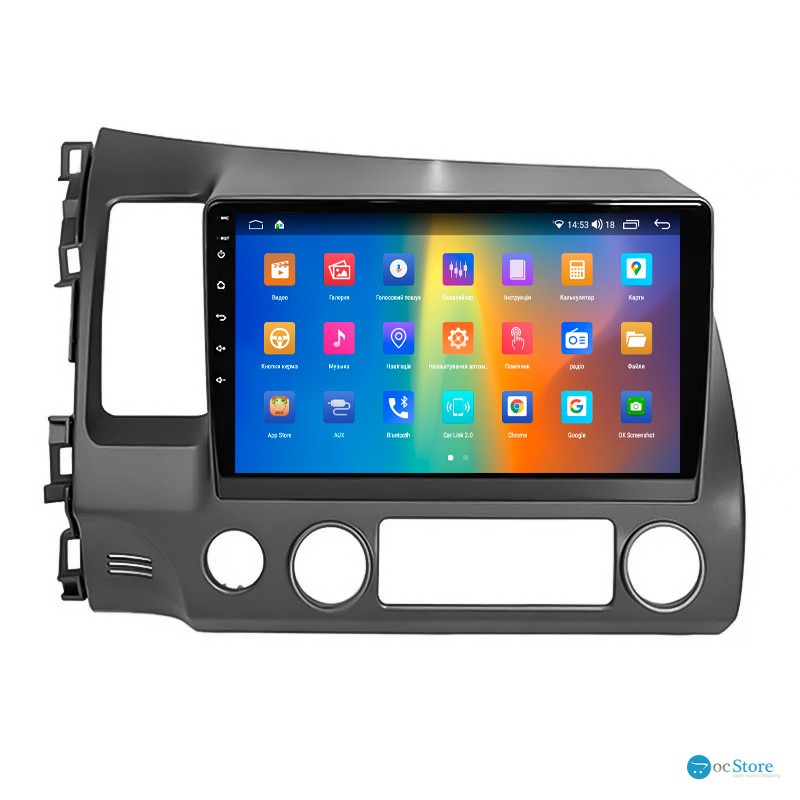 Штатная магнитола Lesko для Honda Civic VIII 2005-2009 экран 10" 2/32Gb CarPlay 4G Wi-Fi GPS Prime