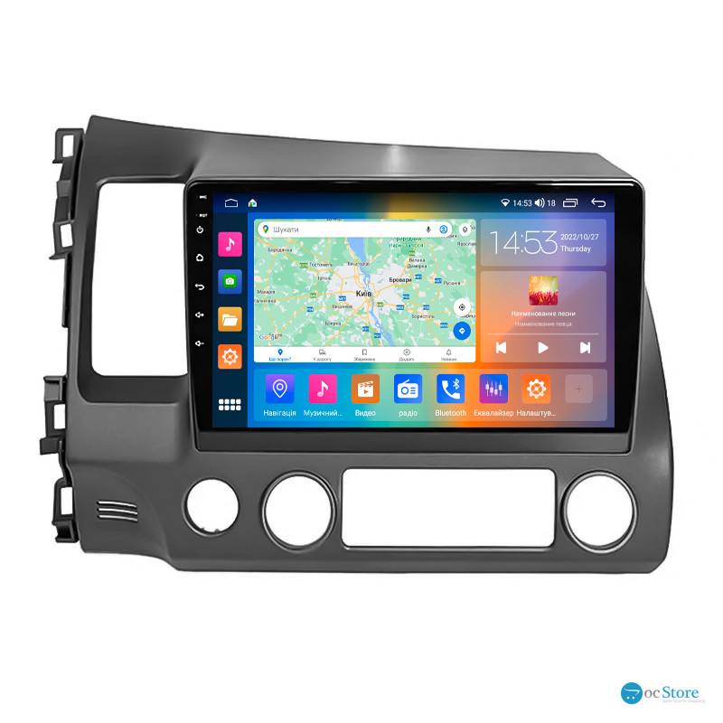 Штатная магнитола Lesko для Honda Civic VIII 2005-2009 экран 10" 4/64Gb CarPlay 4G Wi-Fi GPS Prime
