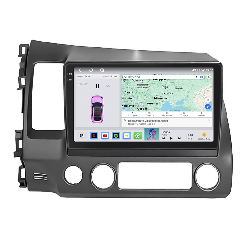 Штатная магнитола Lesko для Honda Civic VIII 2005-2009 экран 10" 4/64 QLED CarPlay 4G Wi-Fi GPS 360 Prime