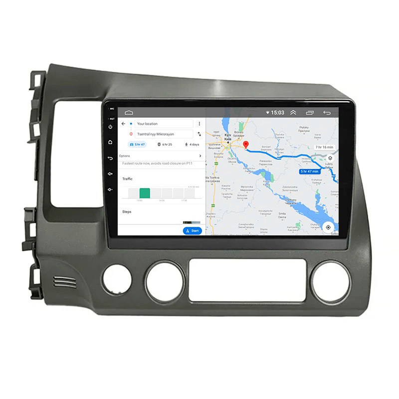 Штатная магнитола Lesko для Honda Civic VIII 2005-2009 экран 10" 2/32Gb 4G Wi-Fi GPS Top