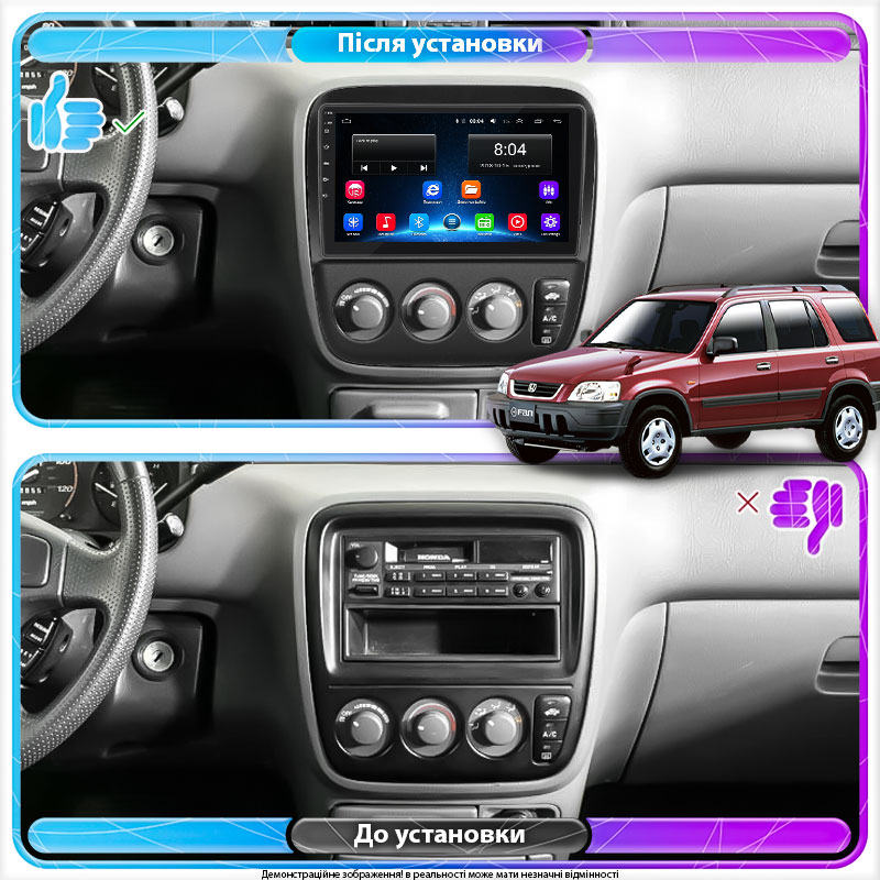 Штатная магнитола Lesko для Honda CR-V I Рестайлинг 1999-2001 экран 9" 2/32Gb Wi-Fi GPS Base