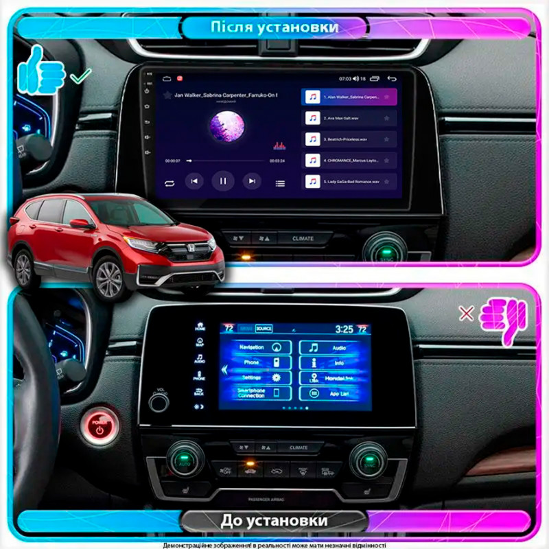 Штатная магнитола Lesko для Honda CR-V V Рестайлинг 2019-н.в. экран 9" 4/64Gb CarPlay 4G Wi-Fi GPS Prime