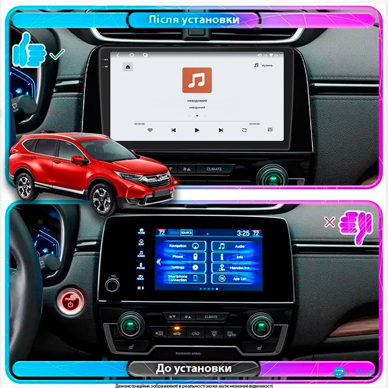 Штатная магнитола Lesko для Honda CR-V V Рестайлинг 2019-н.в. экран 9" 4/64 QLED CarPlay 4G Wi-Fi GPS 360 Prime