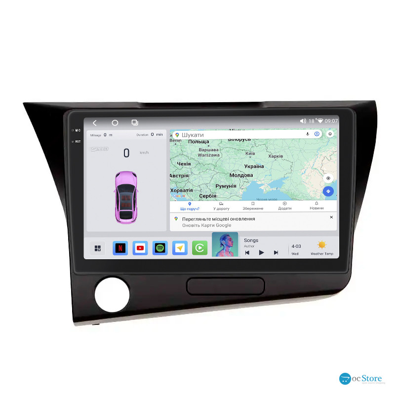Штатная магнитола Lesko для Honda CR-Z  2010-2016 экран 9" 4/64 QLED CarPlay 4G Wi-Fi GPS 360 Prime