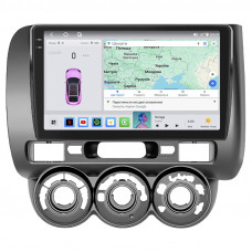 Штатная магнитола Lesko для Honda Fit I Manual AC 2001-2008 экран 9" 4/64 QLED CarPlay 4G Wi-Fi GPS 360 Prime