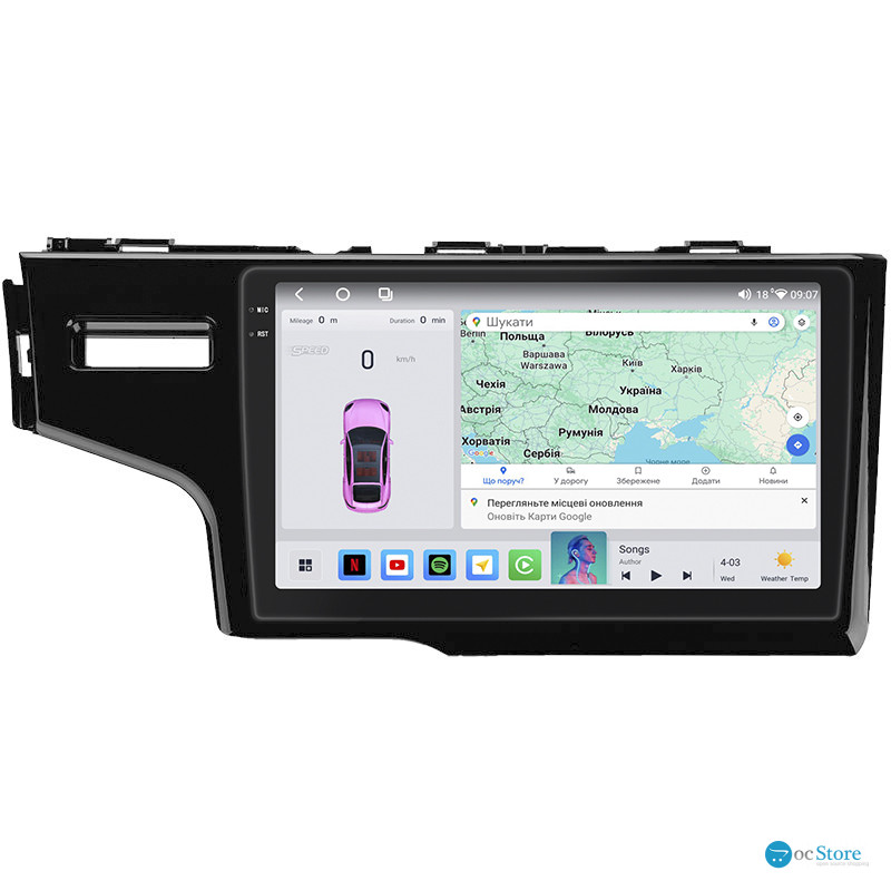 Штатная магнитола Lesko для Honda Fit III 2013-2017 экран 9" 4/64 QLED CarPlay 4G Wi-Fi GPS 360 Prime