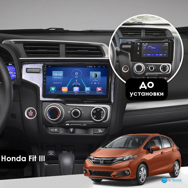 Штатная магнитола Lesko для Honda Fit III Рестайлинг 2017-2020 экран 9" 6/128Gb 4G Wi-Fi GPS Top