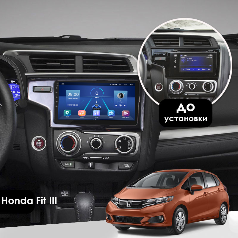 Штатная магнитола Lesko для Honda Fit III Рестайлинг 2017-2020 экран 9" 6/128Gb 4G Wi-Fi GPS Top