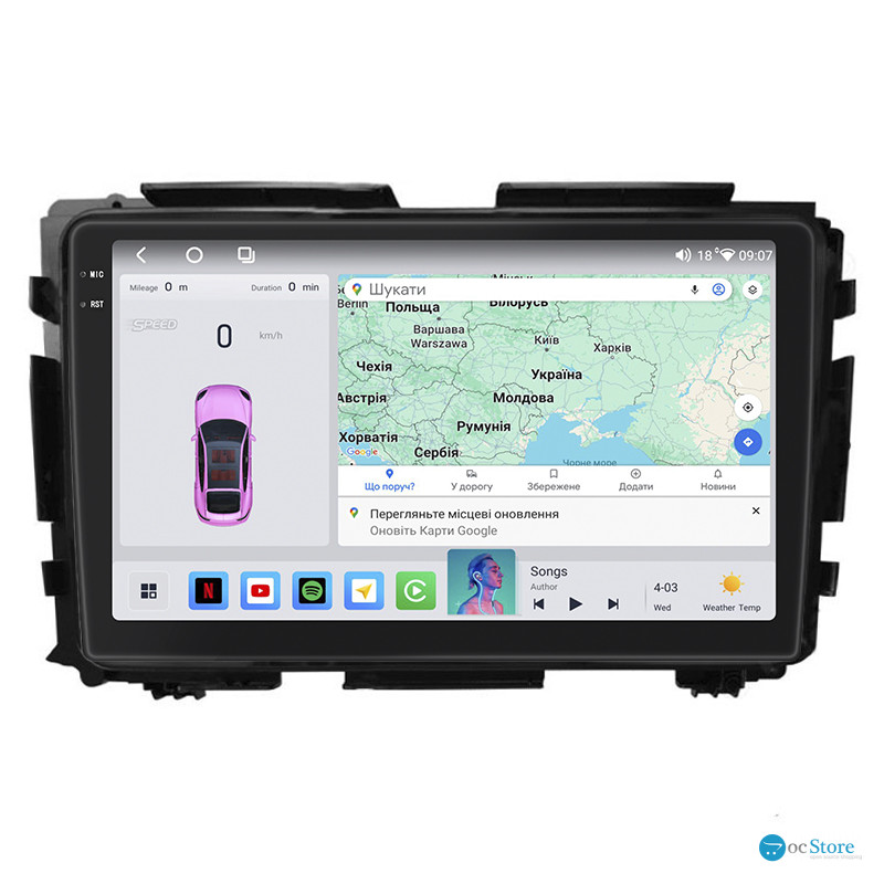 Штатная магнитола Lesko для Honda HR-V II 2013-2018 экран 9" 4/64 QLED CarPlay 4G Wi-Fi GPS 360 Prime