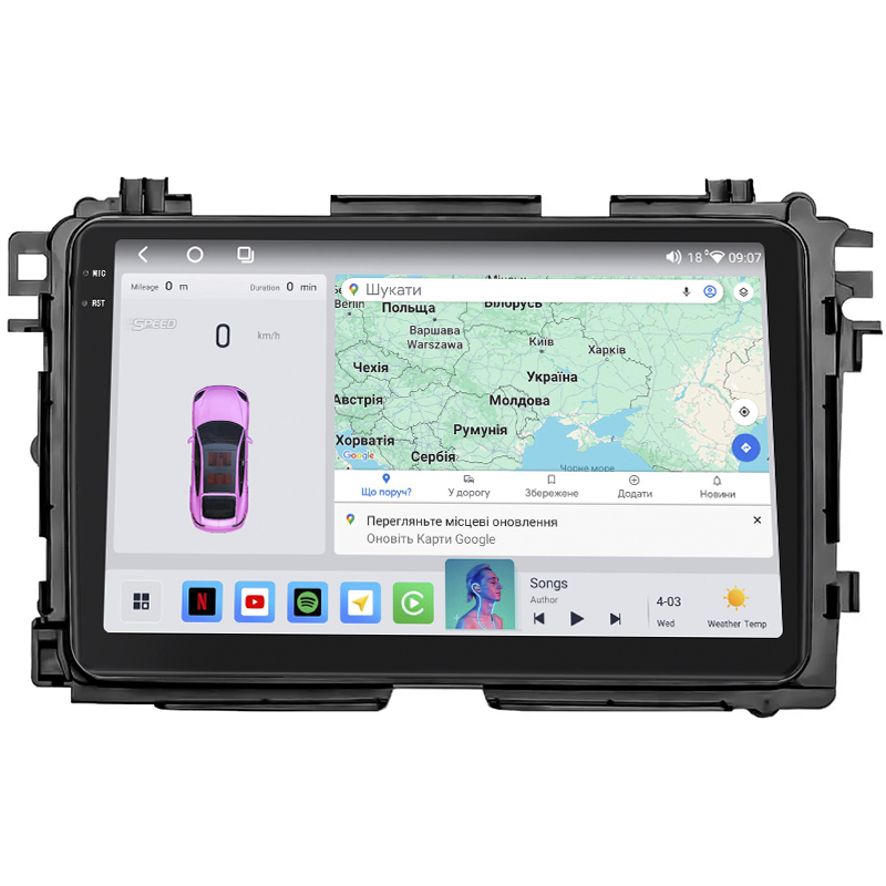 Штатная магнитола Lesko для Honda HR-V II Рестайлинг 2018-н.в. экран 9" 4/64 QLED CarPlay 4G Wi-Fi GPS 360 Prime