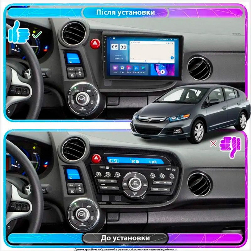 Штатная магнитола Lesko для Honda Insight II 2009-2011 экран 9" 4/64Gb CarPlay 4G Wi-Fi GPS Prime