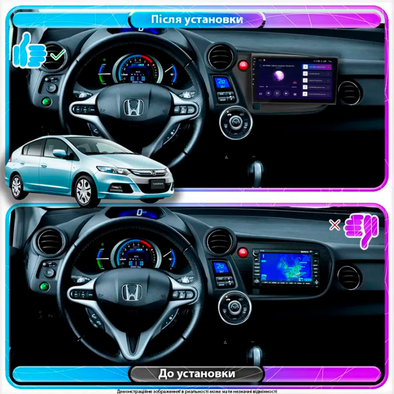 Штатная магнитола Lesko для Honda Insight II Рестайлинг 2011-2014 экран 9" 4/64Gb CarPlay 4G Wi-Fi GPS Prime