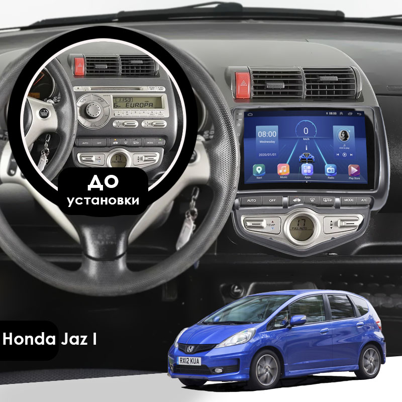 Штатная магнитола Lesko для Honda Jazz I 2001-2005 экран 9" 2/32Gb 4G Wi-Fi GPS Top