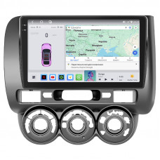 Штатная магнитола Lesko для Honda Jazz I Manual AC 2001-2005 экран 9" 4/64 QLED CarPlay 4G Wi-Fi GPS 360 Prime