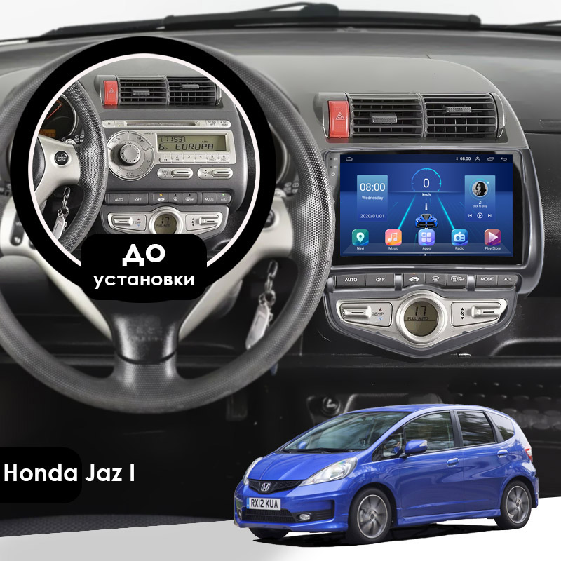 Штатная магнитола Lesko для Honda Jazz I Рестайлинг 2005-2008 экран 9" 2/32Gb 4G Wi-Fi GPS Top