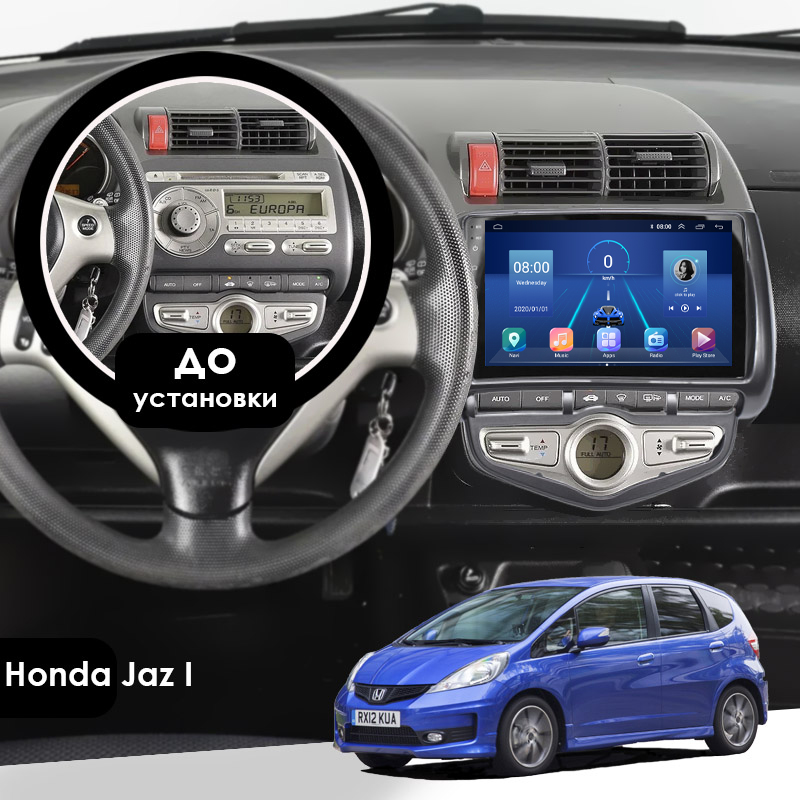 Штатная магнитола Lesko для Honda Jazz I Рестайлинг 2005-2008 экран 9" 6/128Gb 4G Wi-Fi GPS Top