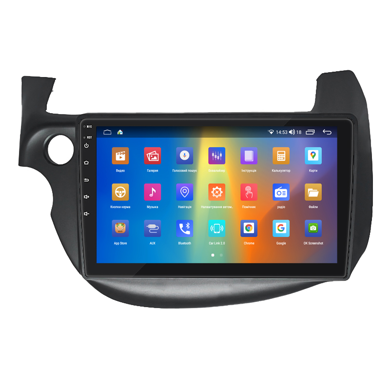 Штатная магнитола Lesko для Honda Jazz II 2008-2010 экран 10" 2/32Gb CarPlay 4G Wi-Fi GPS Prime