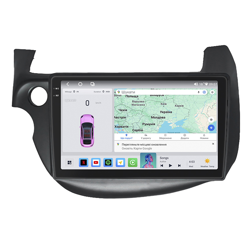 Штатная магнитола Lesko для Honda Jazz II 2008-2010 экран 10" 4/64 QLED CarPlay 4G Wi-Fi GPS 360 Prime