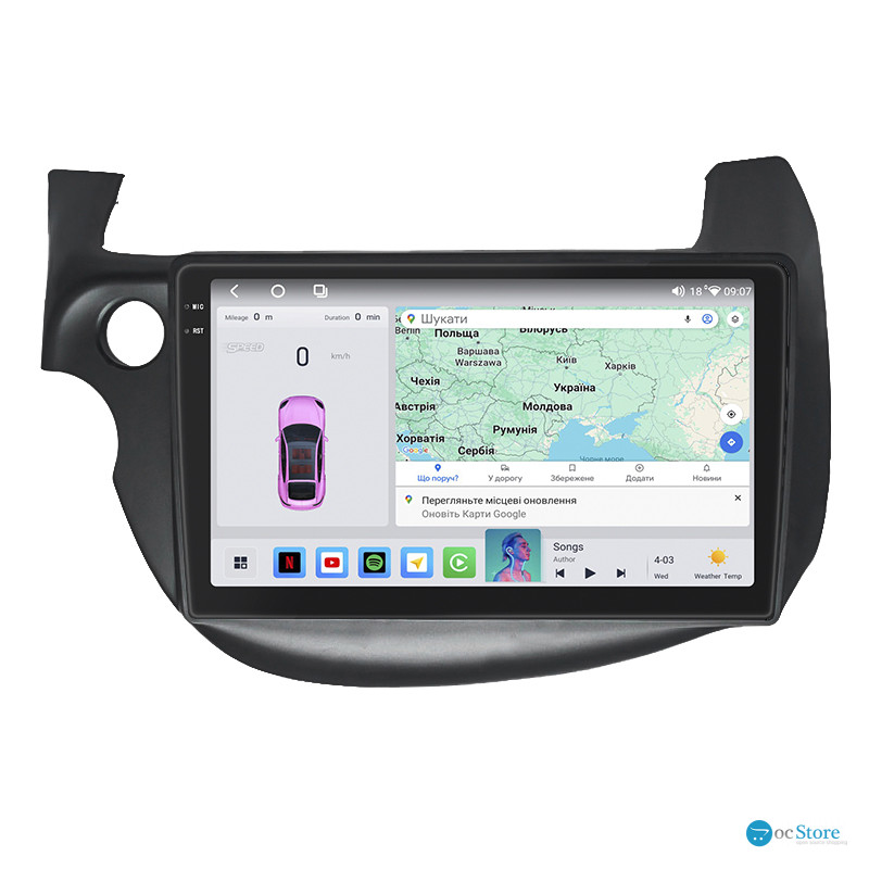 Штатная магнитола Lesko для Honda Jazz II Рестайлинг 2011-2014 экран 10" 4/64 QLED CarPlay 4G Wi-Fi GPS 360 Prime