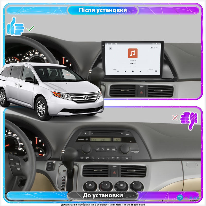 Штатная магнитола Lesko для Honda Odyssey IV 2008-2013 экран 10" 4/64 QLED CarPlay 4G Wi-Fi GPS 360 Prime