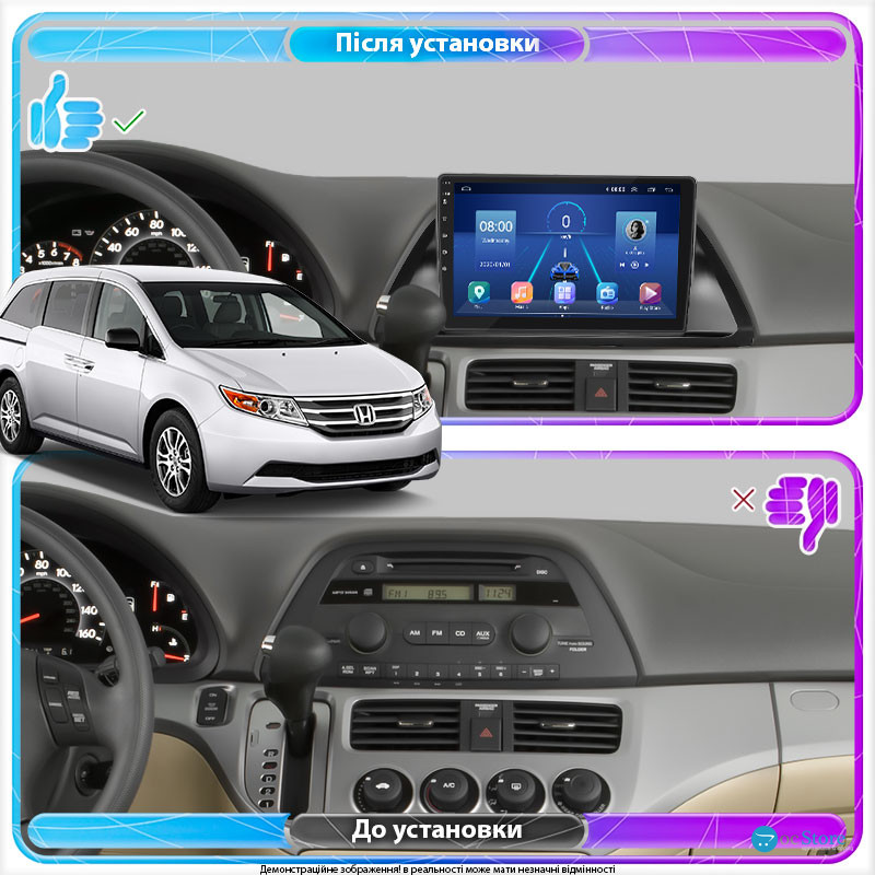 Штатная магнитола Lesko для Honda Odyssey IV 2008-2013 экран 10" 2/32Gb 4G Wi-Fi GPS Top