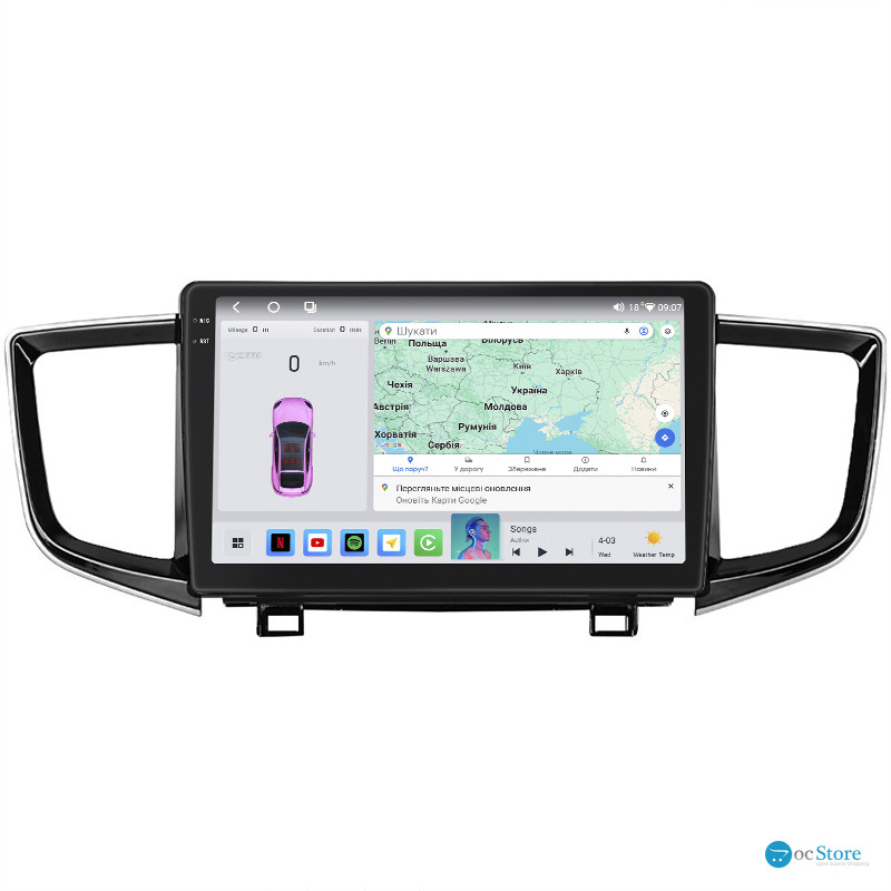 Штатная магнитола Lesko для Honda Pilot III 2015-2018 экран 10" 4/64 QLED CarPlay 4G Wi-Fi GPS 360 Prime