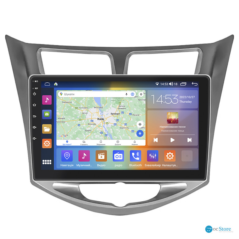 Штатная магнитола Lesko для Hyundai Accent IV 2010-2017 экран 10" 2/32Gb CarPlay 4G Wi-Fi GPS Prime