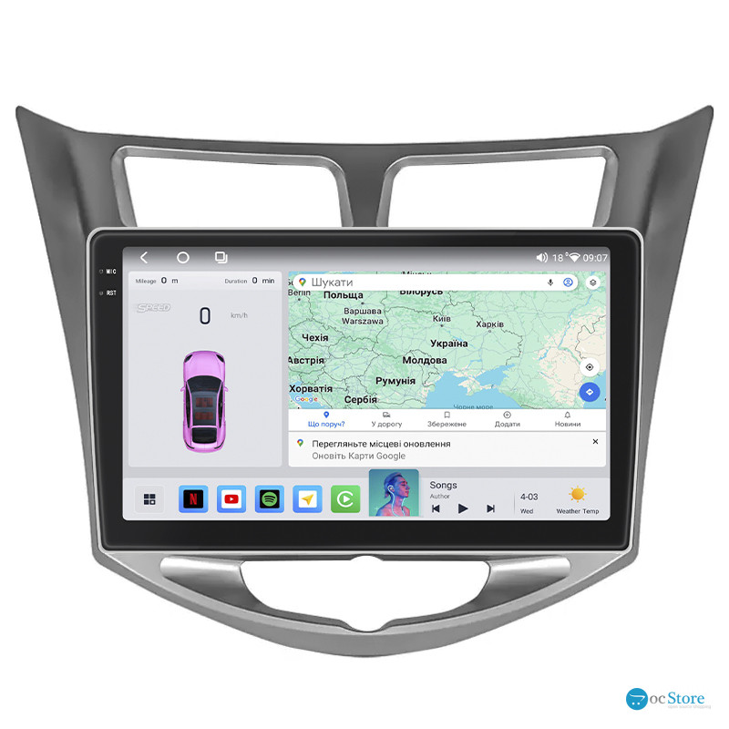 Штатная магнитола Lesko для Hyundai Accent IV 2010-2017 экран 10" 4/64 QLED CarPlay 4G Wi-Fi GPS 360 Prime
