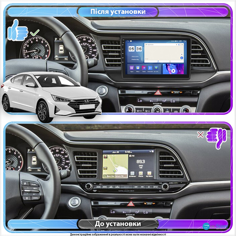 Штатная магнитола Lesko для Hyundai Avante AD 2018-2020 экран 9" 2/32Gb CarPlay 4G Wi-Fi GPS Prime