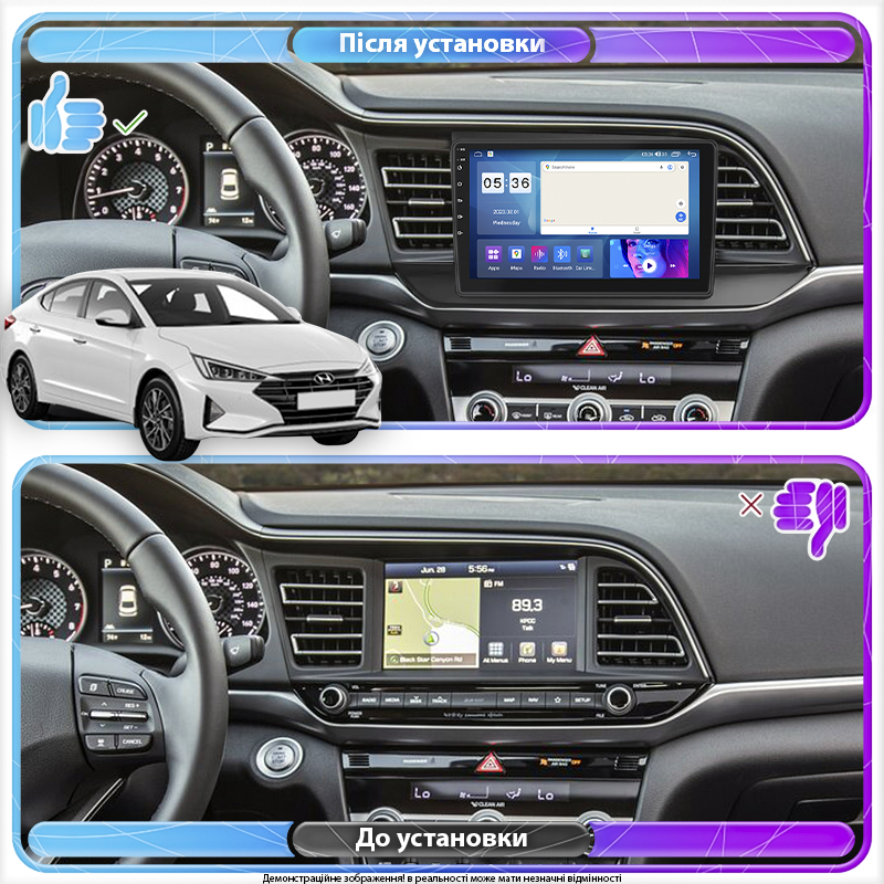 Штатная магнитола Lesko для Hyundai Avante AD 2018-2020 экран 9" 2/32Gb CarPlay 4G Wi-Fi GPS Prime