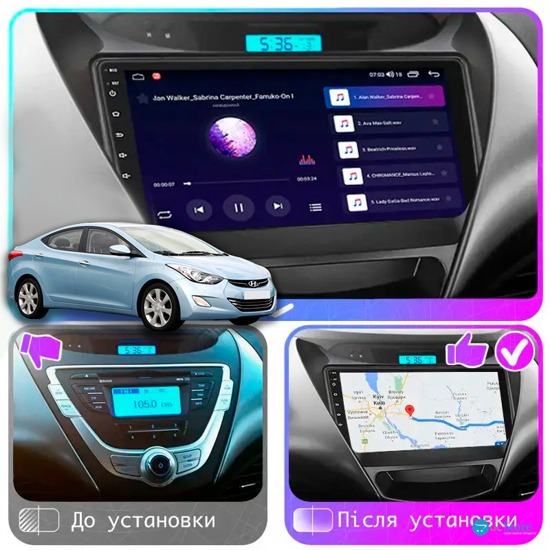 Штатная магнитола Lesko для Hyundai Avante V ver 2 2010-2015 экран 9" 4/64Gb 4G Wi-Fi GPS Top